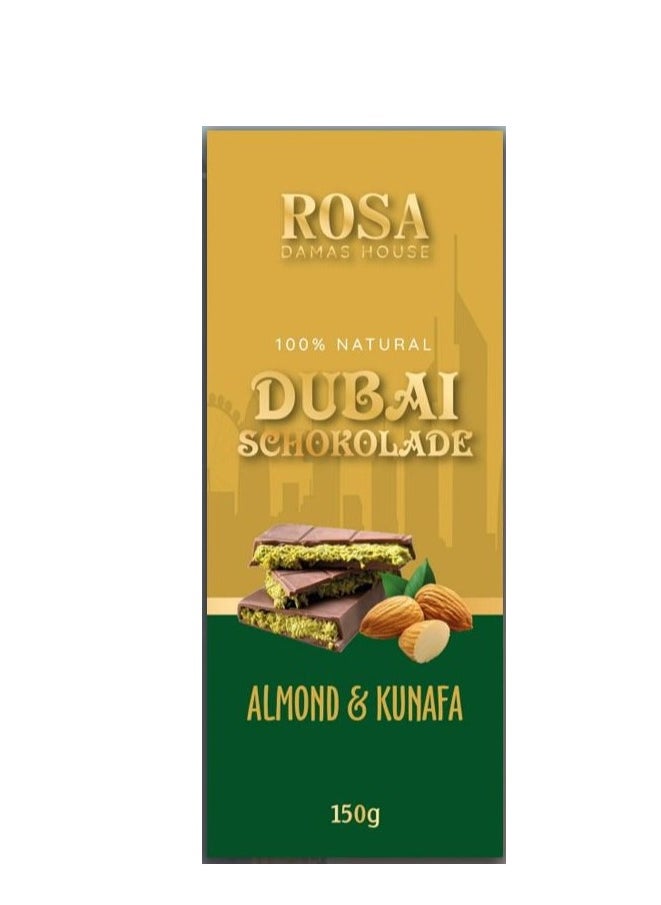 Rosa Damas House Dubai chocolate- Almond & Kunafa- 150 Grams 