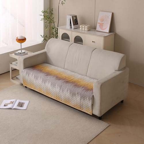 House of Quirk Cotton Reversible Printed Quilted Sofa Cover Mats for 1/2/3/4 Seater Sofa Cover Slipcovers (Three Seater, Beige Blush, 90x150 cm) - Image 3