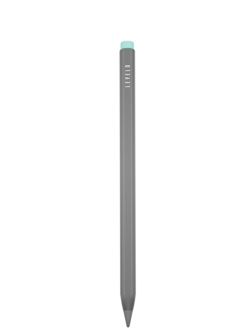 ليفيلو قلم SkyTip Stylus بتصميم قابل للسحب لجهاز iPad بحجم 1/5 مم مع تقليل الضوضاء وملمس ناعم وإمالة وخط يدوي ومنفذ شحن من النوع C ونابض ضغط ملمس غير لامع - أسود/أزرق - Image 1