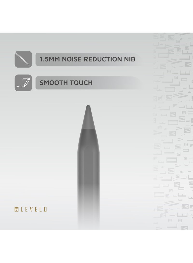 ليفيلو قلم SkyTip Stylus بتصميم قابل للسحب لجهاز iPad بحجم 1/5 مم مع تقليل الضوضاء وملمس ناعم وإمالة وخط يدوي ومنفذ شحن من النوع C ونابض ضغط ملمس غير لامع - أسود/أزرق - Image 3