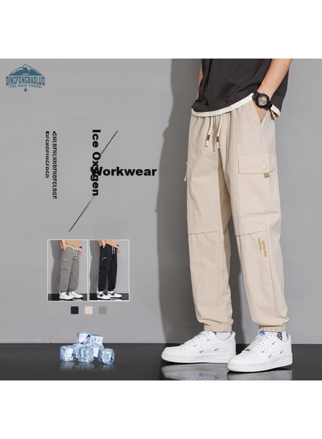 Dingfengbaoluo Men's Cargo Pants, Spring And Summer Loose Casual Trendy Versatile Sports Joggers, K18 Black, Size L - Image 3