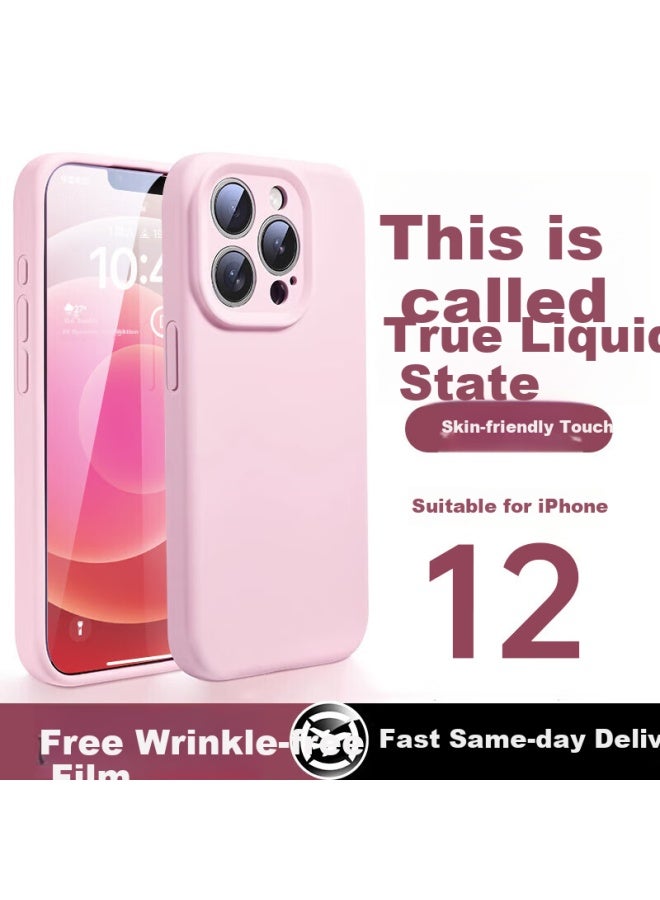Divi Divi Liquid Silicone Case For Iphone 12 Pro Max, Full Body Protection Soft Skin Cover With Camera Lens Protection, Ultra Thin Anti-drop Anti-scratch Case For Men And Women, Pink - Image 1