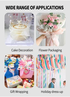 Beirui 4 Rolls of Colourful Yarn Ribbon, DIY Cake Chiffon Ribbon Wedding Flower Bow Decoration Suitable for Birthday Wedding Holiday Party Gift Packaging etc.(9.2m)  - Image 5