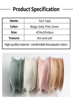 Beirui 4 Rolls of Colourful Yarn Ribbon, DIY Cake Chiffon Ribbon Wedding Flower Bow Decoration Suitable for Birthday Wedding Holiday Party Gift Packaging etc.(9.2m)  - Image 2
