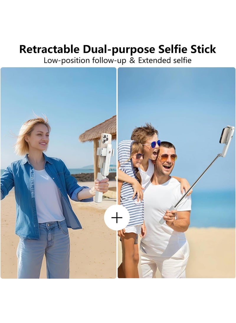 Extendable Mini Selfie Stick for iPhone, Pocket Size Portable Selfie Stick with Remote, Compact Phone Selfie Sticks with Phone Holder for Content Creation/Vlog/Video Record/Live Stream (White) - Image 5