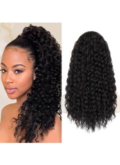 AISI BEAUTY AISI BEAUTY Ponytail ExtensionCurly Drawstring Ponytail Extension for Black Women Synthetic Clip in Ponytail Extension Black Long Curly Wavy 20 Inch Fake Ponytail Hairpieces for Daily Use 