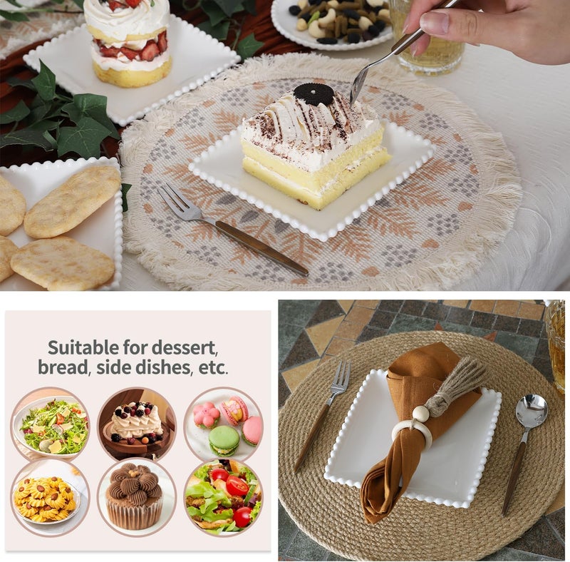 OMAYKEY 6 Inch Square Appetizer Plates Salad Plates Set Ceramic Dessert Plates Porcelain Small Serving Plates for Cake Snacks Side Dish Sushi  Microwave Oven Dishwasher Safe Set of 12 White - Image 5