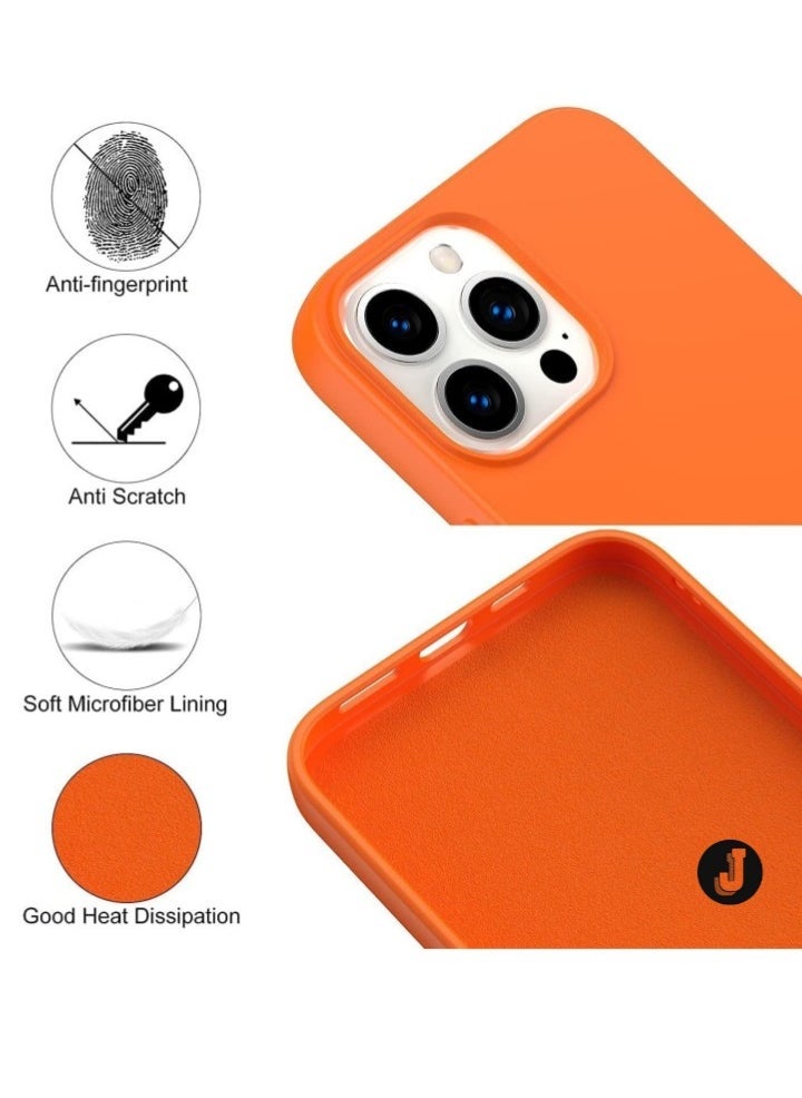 JAJEEK "Premium Soft Liquid Silicone Case for iPhone 16 Pro – Silky Soft Touch Full-Body Protective Bumper (Golden Orange)" - Image 2