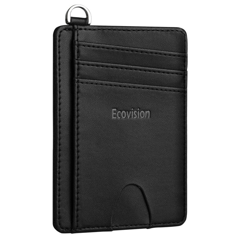 EcoVision Slim Minimalist Front Pocket Wallet, RFID Blocking Credit Card Holder Wallet with Detachable D-Shackle for Men Women - Image 1