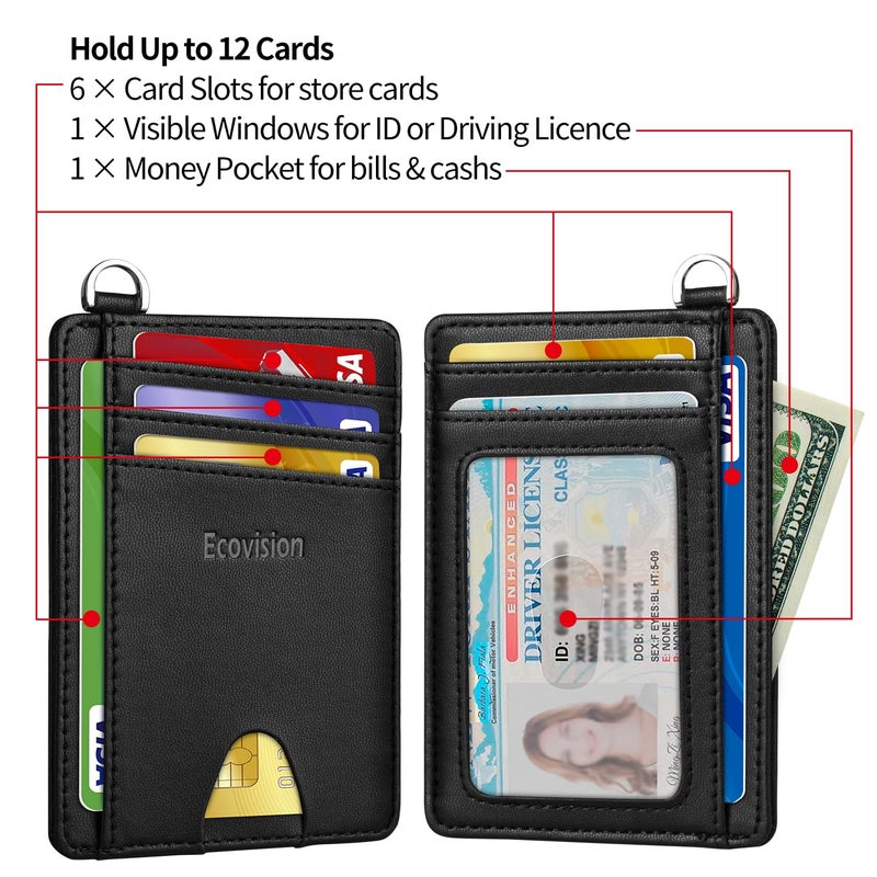 EcoVision Slim Minimalist Front Pocket Wallet, RFID Blocking Credit Card Holder Wallet with Detachable D-Shackle for Men Women - Image 5