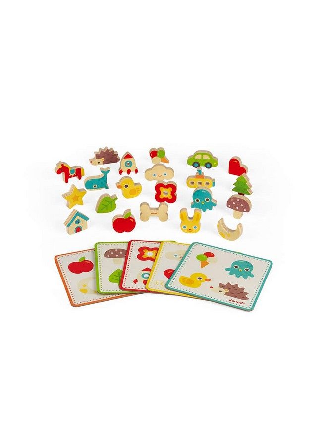 Janod Memory Touch Recognition Game 21 Wooden Pieces Ages 3+ J05318 - Image 5