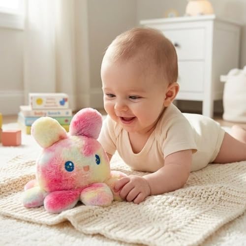 MABLE Rainbow Plush Mimi Octopus Toy – 30cm Soft & Cuddly Stuffed Octopus Plushie for Kids & Babies | Cute Kawaii Ocean Animal Gift for Girls & Boys | Ideal for Birthday & Nursery Décor - Image 4