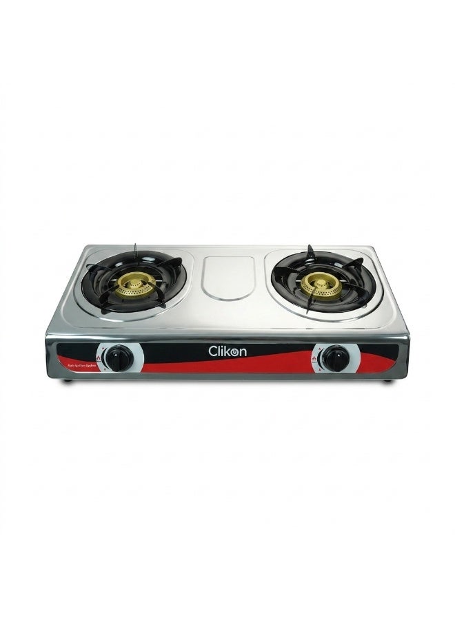 Clikon Stainless Steel Gas Burner | Practical Gas Cooking | Durable Stainless Steel Design | Convenient Kitchen Use | 2-Year Warranty | CK2144 | Stainless Steel CK2144 Yellow/Silver - Image 1
