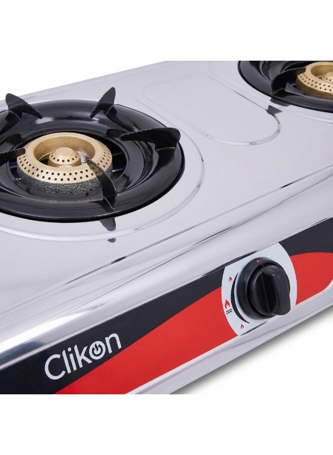 Clikon Stainless Steel Gas Burner | Practical Gas Cooking | Durable Stainless Steel Design | Convenient Kitchen Use | 2-Year Warranty | CK2144 | Stainless Steel CK2144 Yellow/Silver - Image 5