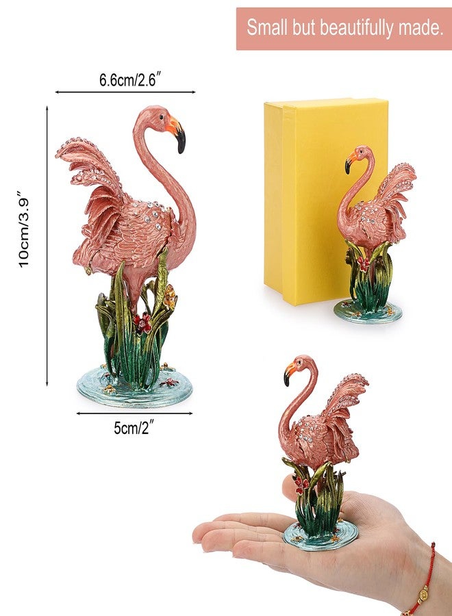 ELLDOO Mini Flamingo Trinket Box, Vintage Metal Enameled Decorative Box Flamingo Figurine Ring Earrings Jewelry Organizer Gift Box for Girl Women - Image 2
