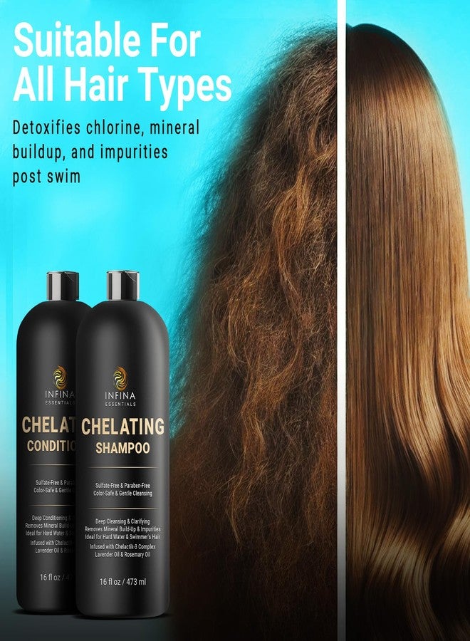 INFINA ESSENTIALS Chelating Hard Water Shampoo and Conditioner Set with Chelactik-3 & Rosemary Oil - Color Safe Metal Detox Shampoo and Conditioner for Mineral Build-Up & Swimmers Hair - 16 fl oz each - Image 5