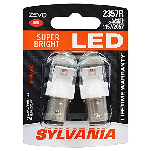 SYLVANIA - 2357 ZEVO LED Red Bulb - Bright LED Bulb, Ideal for Stop and Tail Lights (Contains 2 Bulbs) - Image 1