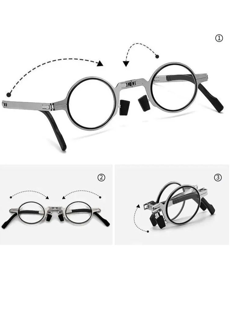 Generic Portable Reading Glasses Hd Folding Middle-aged And Elderly Reading Glasses For Men And Women Imitation Retro Ultra-light Circle - Image 4
