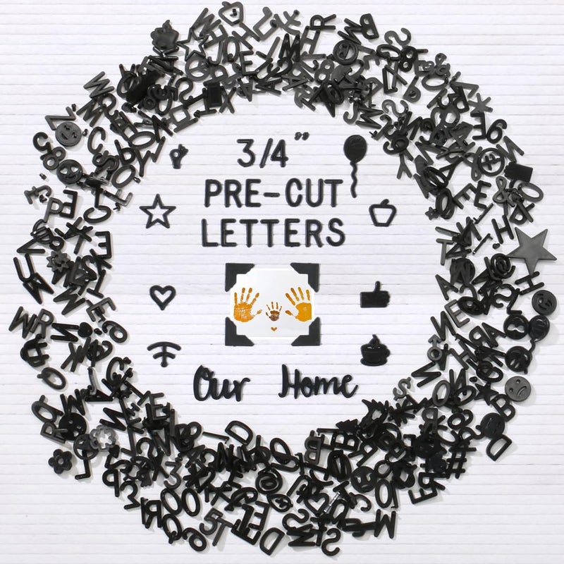 Big Role Black Letters for Felt Board Signs - 3/4 inch Pre Cut Plastic Letters, Numbers, Symbols (398 pcs) for Changeable Menu Board - Image 1