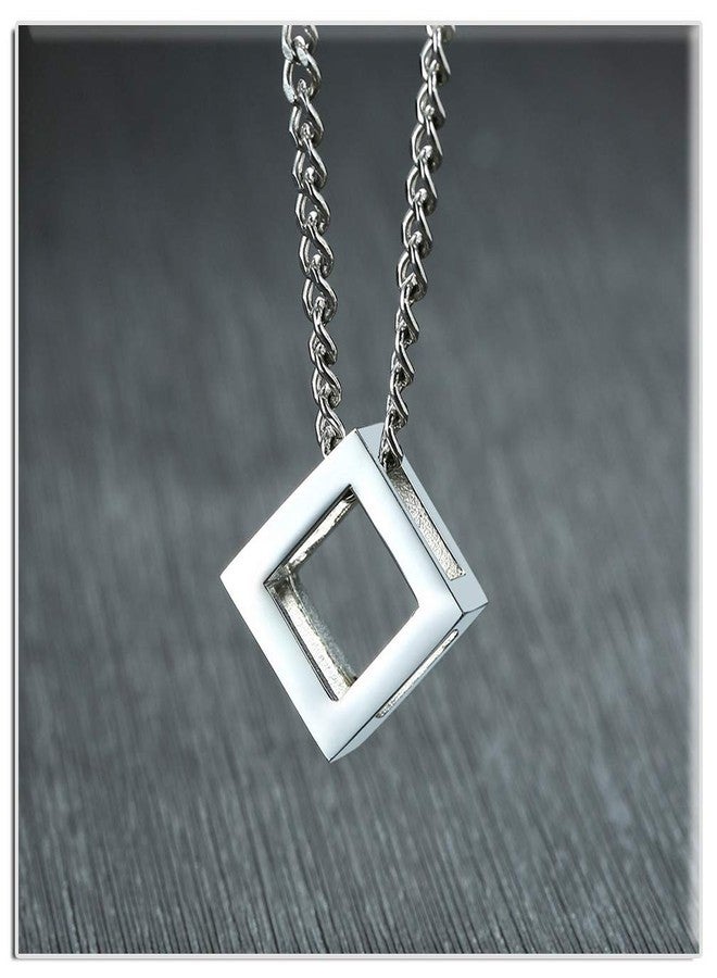 Xusamss Fashion Titanium Steel Hollow Cubic Pendant Necklace,22" Link chain - Image 2