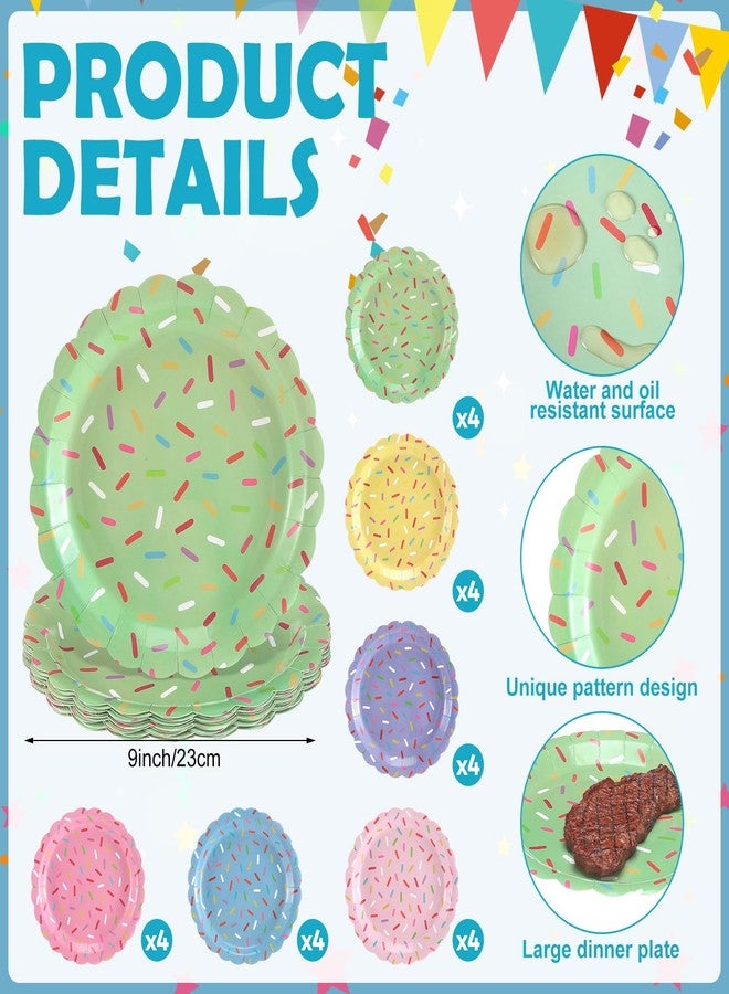 Mimorou 48 Pcs Pastel Donut Confetti Plates and Napkins Party Supplies Sprinkle Paper Plates Disposable Cocktail Napkins for Sprinkle Ice Cream Grow up Theme Baby Shower Party for 24 Guest(Scalloped) - Image 3