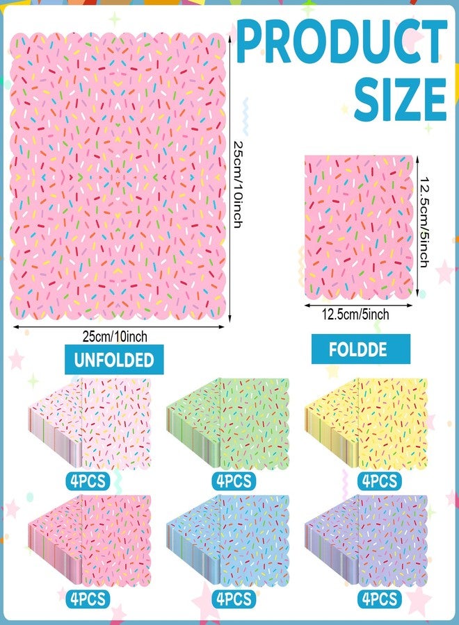 Mimorou 48 Pcs Pastel Donut Confetti Plates and Napkins Party Supplies Sprinkle Paper Plates Disposable Cocktail Napkins for Sprinkle Ice Cream Grow up Theme Baby Shower Party for 24 Guest(Scalloped) - Image 2