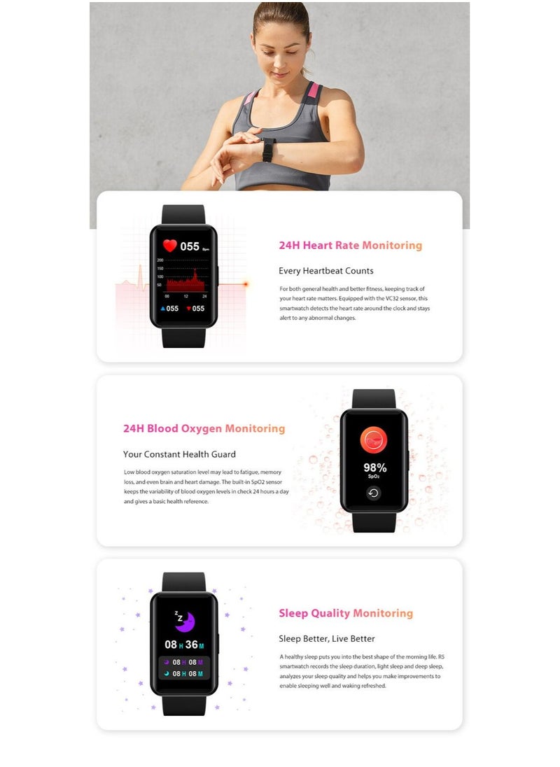 Blackview - Blackview R5 Black smart watch with 24 Sports Modes, blood and heart rate monitoring and up to 14 days life battery - Only supports english language - Image 1