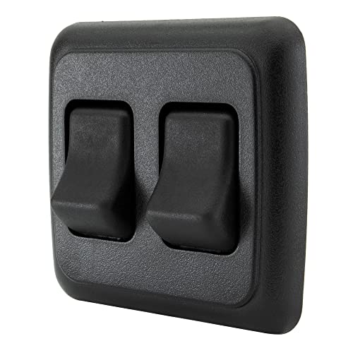 American Technology Components Double SPST On-Off Switch with Bezel, 12-Volt, for RV, Trailer, Camper (Black) - Image 1
