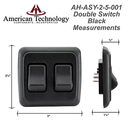 American Technology Components Double SPST On-Off Switch with Bezel, 12-Volt, for RV, Trailer, Camper (Black) - Image 4