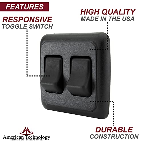 American Technology Components Double SPST On-Off Switch with Bezel, 12-Volt, for RV, Trailer, Camper (Black) - Image 3