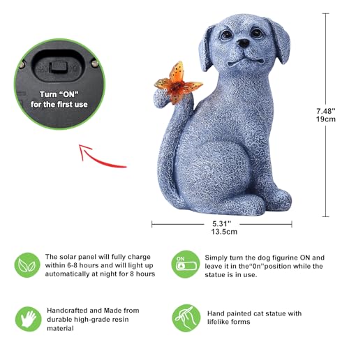 Nacome Dog Outdoor Statues for Garden: Outside Decor with Butterfly Clearance for Yard Art Lawn Ornaments Porch Patio Balcony Home House - Birthday Gifts for Grandma Mom Women - Image 4