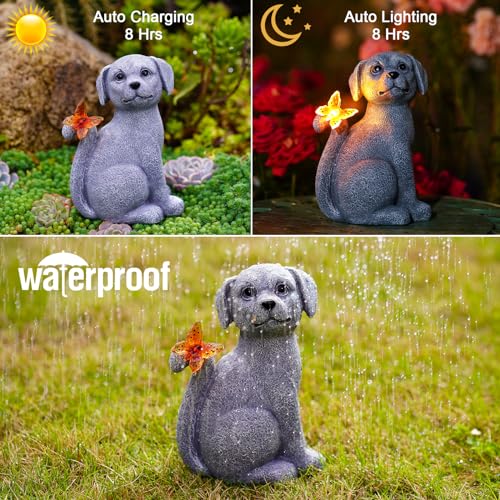 Nacome Dog Outdoor Statues for Garden: Outside Decor with Butterfly Clearance for Yard Art Lawn Ornaments Porch Patio Balcony Home House - Birthday Gifts for Grandma Mom Women - Image 5