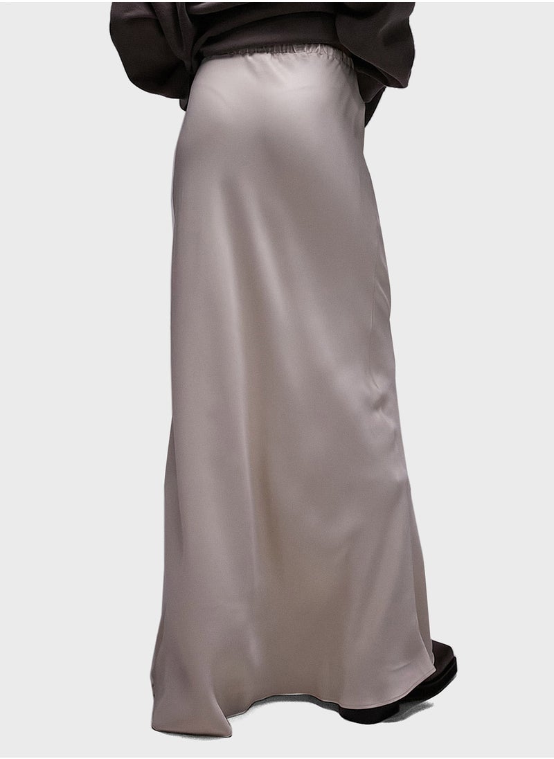 TOPSHOP - Drawstring satin bias maxi skirt - Image 1