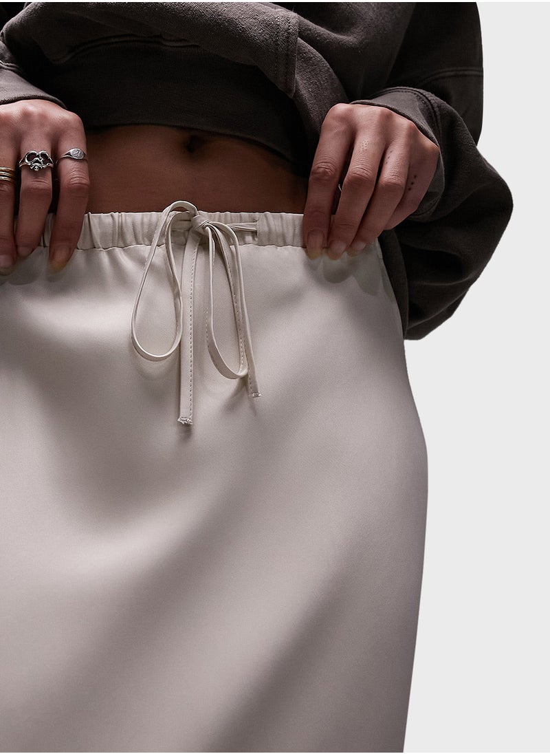 TOPSHOP - Drawstring satin bias maxi skirt - Image 1