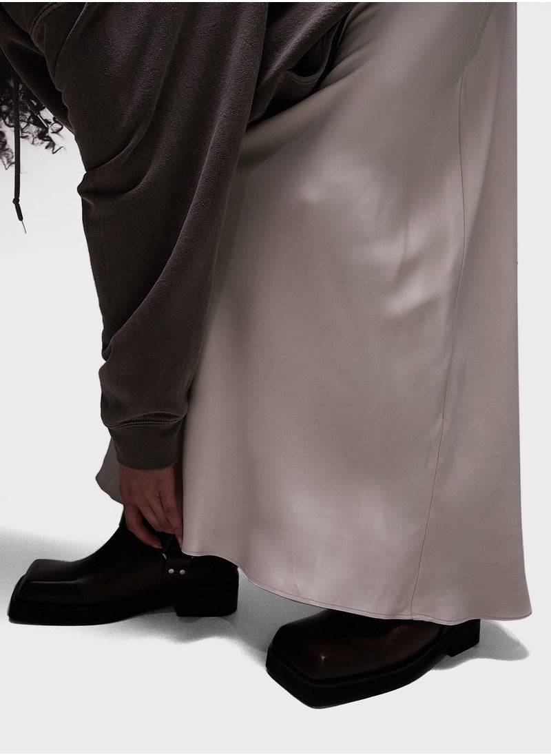 TOPSHOP - Drawstring satin bias maxi skirt - Image 1