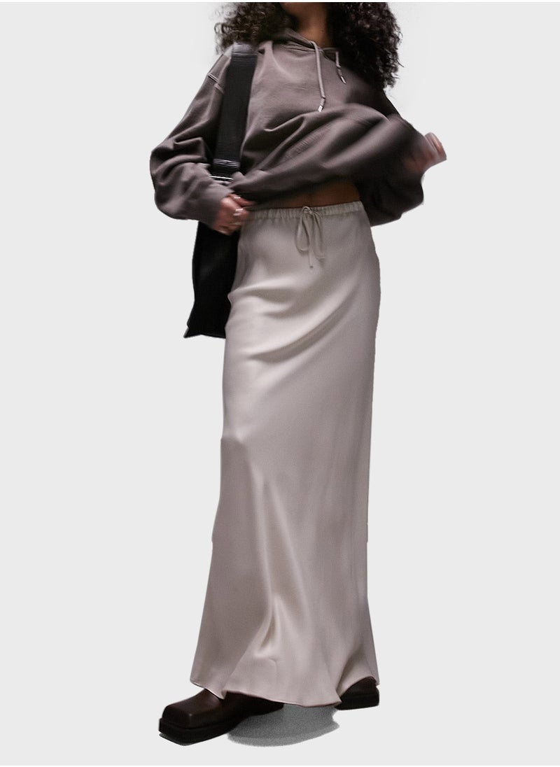 TOPSHOP - Drawstring satin bias maxi skirt - Image 1