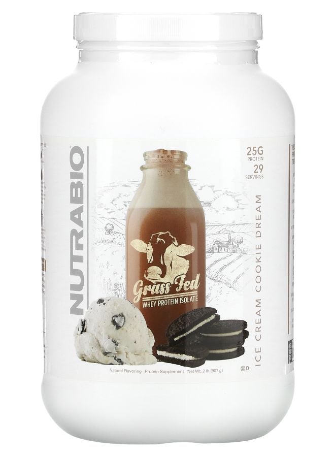 NutraBio Grass Fed Whey Protein Isolate Ice Cream Cookie Dream 2 lb (907 g) - Image 1
