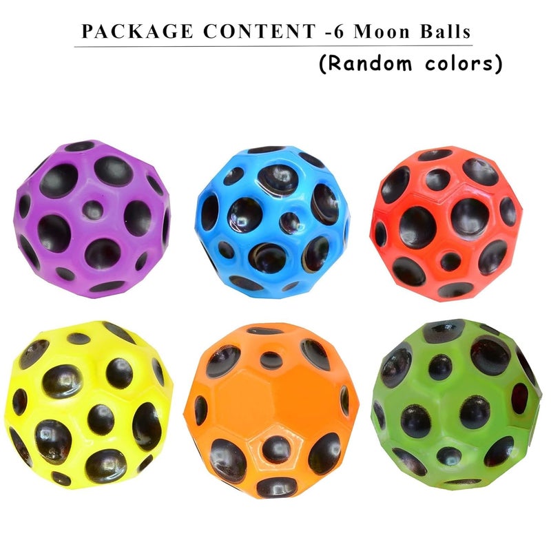 Wish key Crazy Bounce Moon Ball for Kids, Soft Rubber High Bouncing, Moon Textured, Anti-Stress Bouncing for Adults, Sports Training Ball', Children's Sensory Ball'S, Assorted (Pack of2) - Image 3