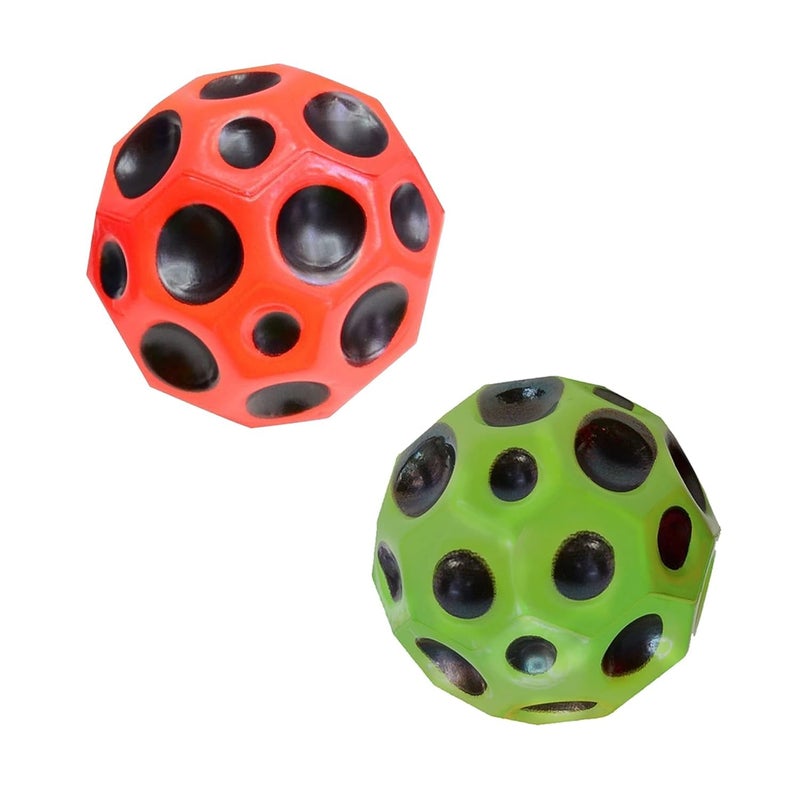 Wish key Crazy Bounce Moon Ball for Kids, Soft Rubber High Bouncing, Moon Textured, Anti-Stress Bouncing for Adults, Sports Training Ball', Children's Sensory Ball'S, Assorted (Pack of2) - Image 1