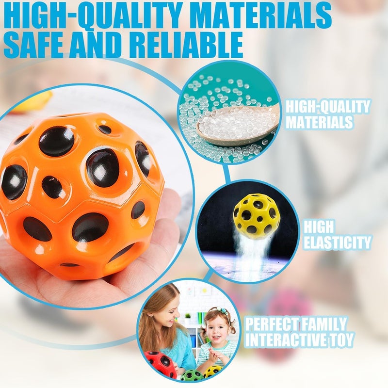 Wish key Crazy Bounce Moon Ball for Kids, Soft Rubber High Bouncing, Moon Textured, Anti-Stress Bouncing for Adults, Sports Training Ball', Children's Sensory Ball'S, Assorted (Pack of2) - Image 5