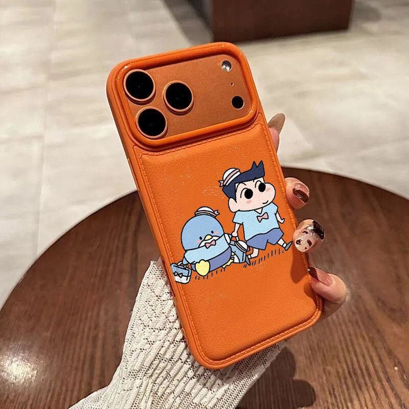 جراب هاتف Apple iPhone 17 Pro Max بتصميم كرتوني برتقالي على طراز أقلام التلوين لحماية الهاتف من السقوط