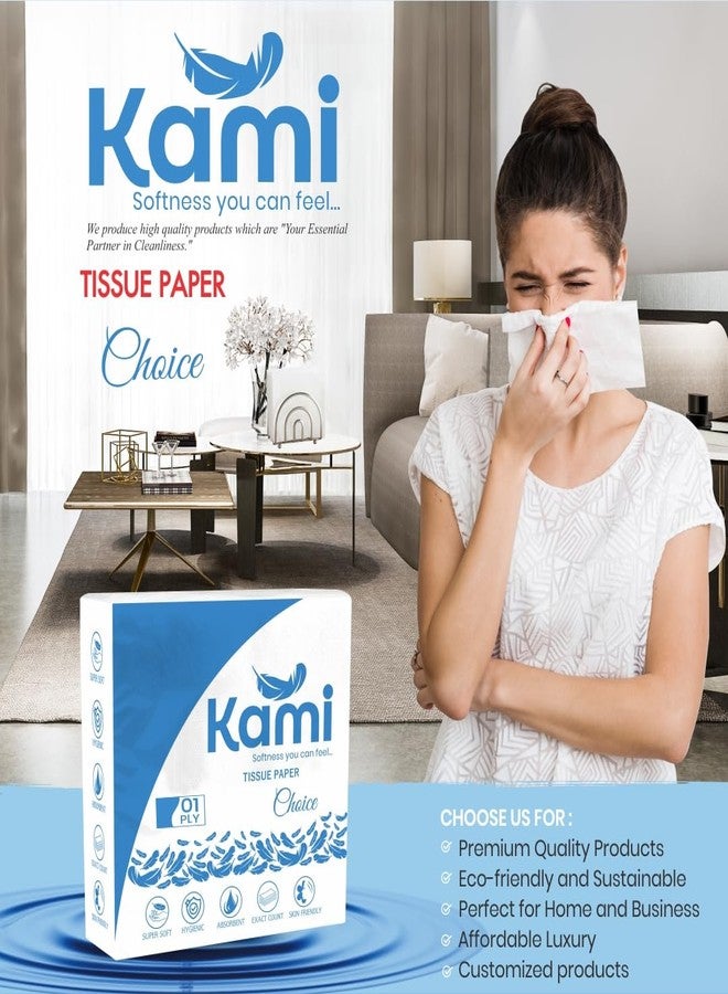 كامي مناديل ورقية من كامي، 320 منديل، فائقة الامتصاص، ناعمة، طبقة واحدة (27 × 30 سم)، 80 منديل في العبوة - مثالية للاستخدام المنزلي والمطبخ والمكتب - عبوة من 4 قطع - Image 4