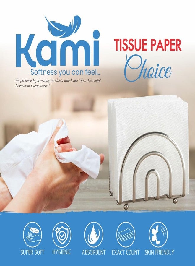كامي مناديل ورقية من كامي، 320 منديل، فائقة الامتصاص، ناعمة، طبقة واحدة (27 × 30 سم)، 80 منديل في العبوة - مثالية للاستخدام المنزلي والمطبخ والمكتب - عبوة من 4 قطع - Image 3