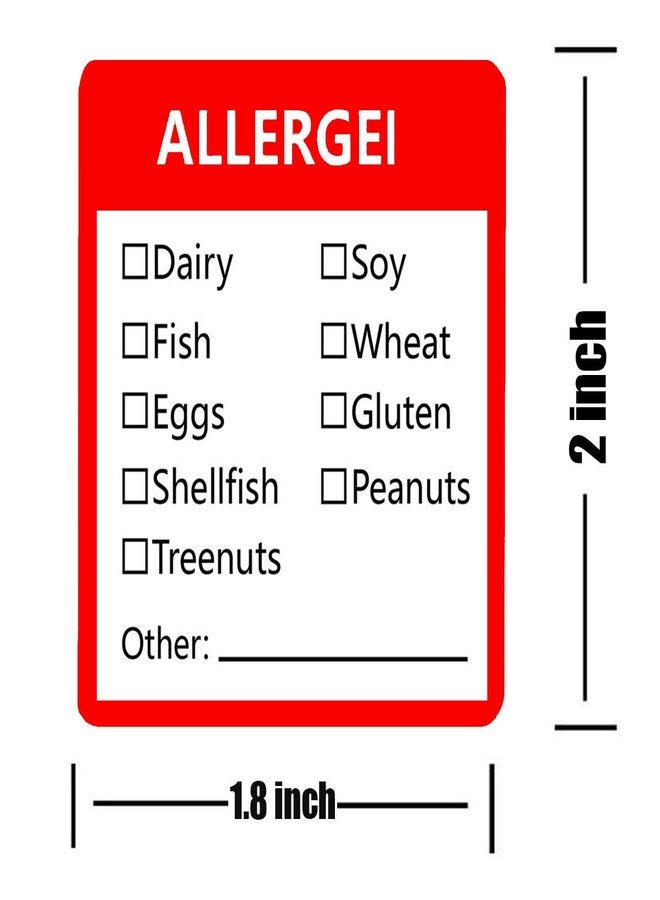 Remarkable Fluorescent Red Allergen Warning Stickers Labels - 1.8 X 2 Inch Food Rotation Labels Removable Allergen Warning Label 500 Adhesive Allergy Stickers - Image 2