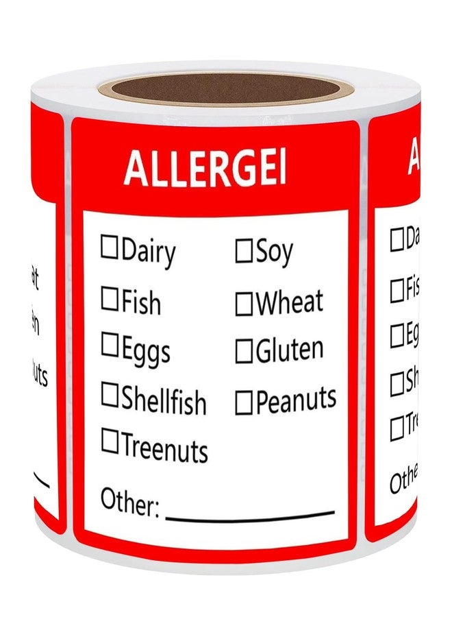 Remarkable Fluorescent Red Allergen Warning Stickers Labels - 1.8 X 2 Inch Food Rotation Labels Removable Allergen Warning Label 500 Adhesive Allergy Stickers - Image 1
