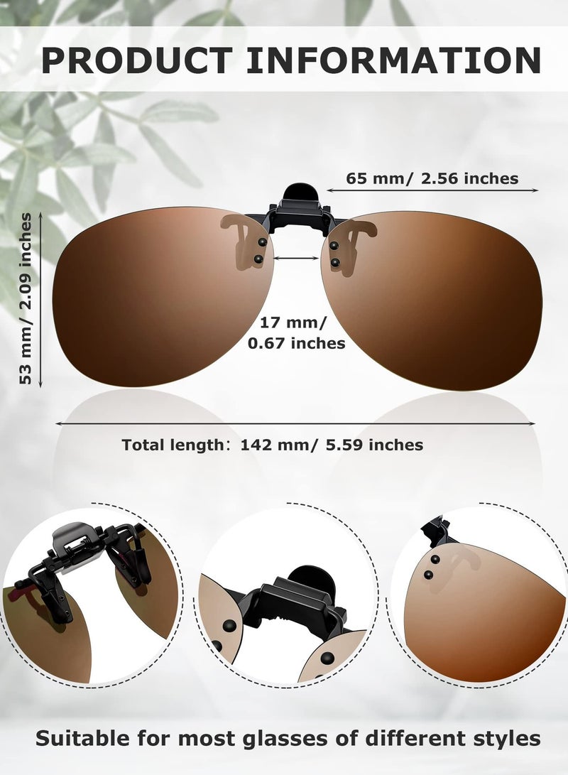 KASTWAVE 5 Pairs Polarized Clip-On Sunglasses Polarized Flip up Sunglasses Prescription Eyeglasses Night Driving Clip on Glasses for Outdoor Clip on Sunglasses Flip up Polarized Lens UV Protection - Image 2
