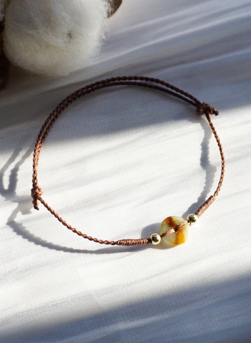 التصميم الأصلي لإبزيم الجاديت الطبيعي متحد المركز، خيط الشمع، سوار رفيع للغاية، يعني الانسجام العائلي، حماية السلام، سوار منسوج يدويًا، متدرج أصفر - Image 2