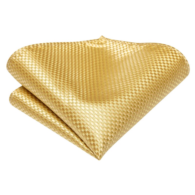 Dubulle Mens Paisely Floral Silk Tie for Men Striped Necktie and Pocket Square Set Wedding Business,Gold - Image 3