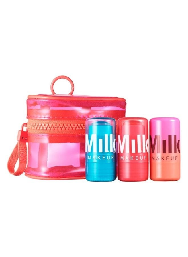 ميلك ميكب مجموعة ميلك ميك أب جيلي سكين للمبتدئين - مجموعة العناية بالبشرة + صبغة ثلاثية | مجموعة متعددة الاستخدامات مرطبة ومغذية للبشرة لبشرة طبيعية وندية - Image 1