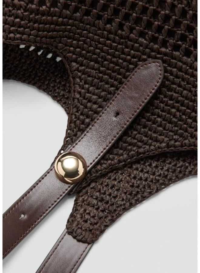 MANGO  Natural fiber shopper bad with metallic detail for Women | Best Price UAE